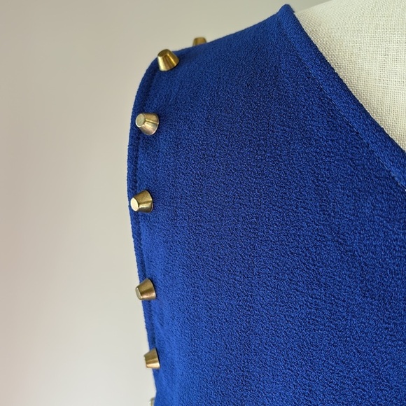 Blu Pepper women’s Blue and lime Yellow Sleeveless Dress studded shoulders Med - Picture 8 of 15